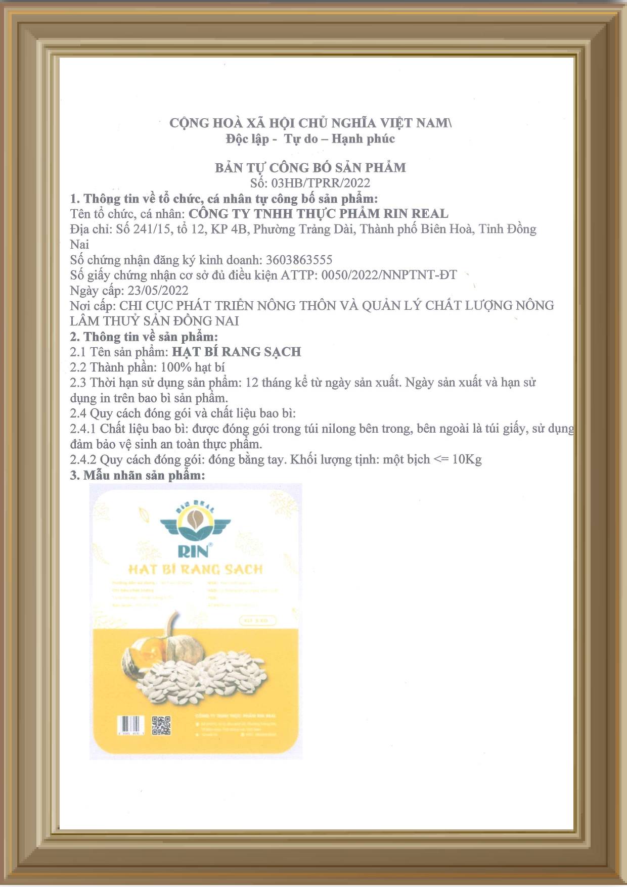 Hạt bí rang sạch